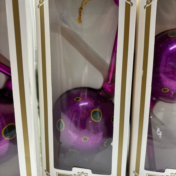 VTG KURT ADLER 6 Polka-Dot Kringle Glass Christmas Ornament Orig Box Fuchsia/Gr - Picture 11 of 16